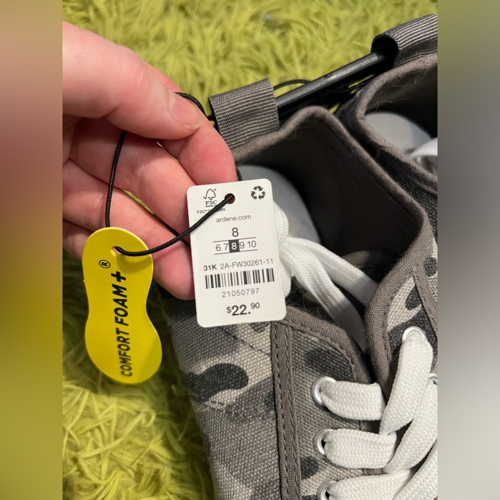 3/$10 Ardene Camo Comfort Foam Sneakers 8 - Picture 2 of 4